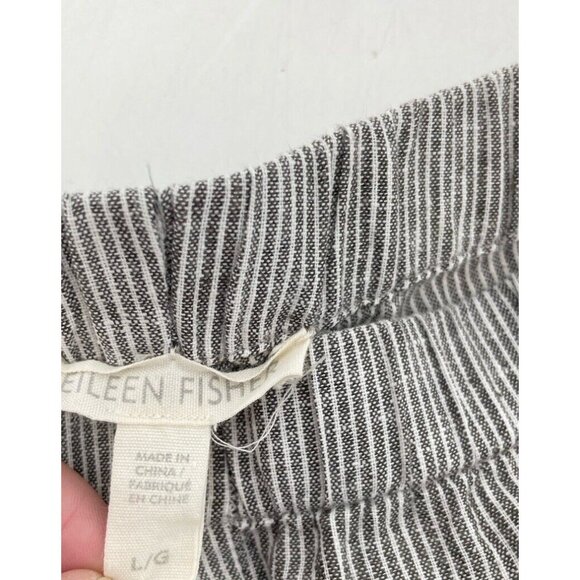 Eileen Fisher Striped Hemp & Organic Cotton Blend Tapered Leg Pull On Pants Sz L - Picture 5 of 9